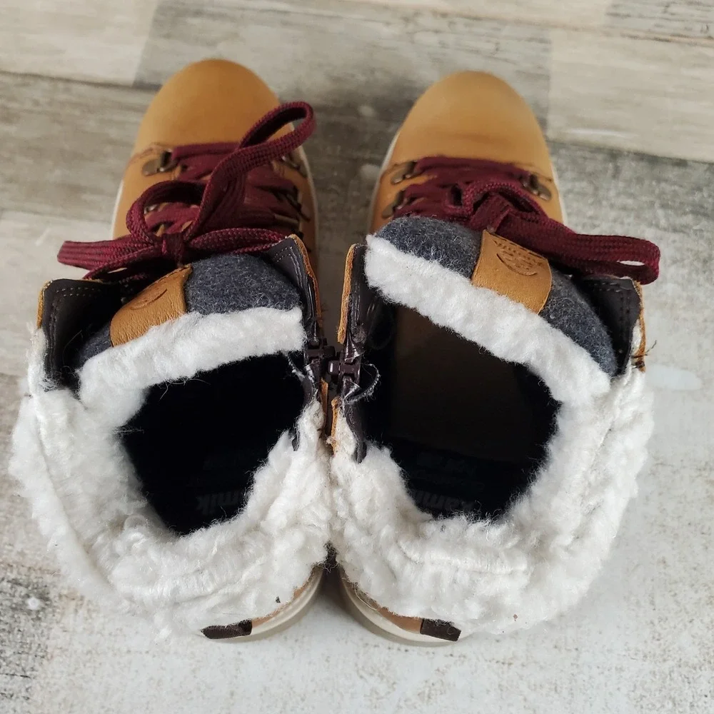 Kamik Rogue Hike 3 Womens Winter Boots Sz 8 Cognac Leather Side Zipper Lace Up